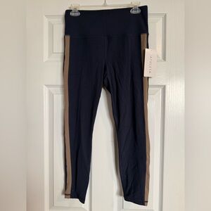 Athleta Elation Colorblock Tight in Navy and Tan